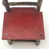 Miniature Antique Primitive Twig Chair with Red Seat
