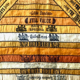 Stunning Antique Cigar Silk Quilt with Calico Fabric Back