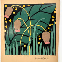 Decorative Gouache Fireside Studios "Practice Board" Floral Painting, 1935