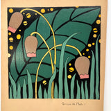 Decorative Gouache Fireside Studios "Practice Board" Floral Painting, 1935