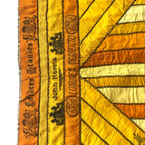 Stunning Antique Cigar Silk Quilt with Calico Fabric Back