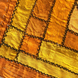 Stunning Antique Cigar Silk Quilt with Calico Fabric Back