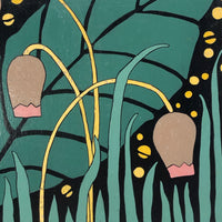 Decorative Gouache Fireside Studios "Practice Board" Floral Painting, 1935