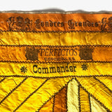 Stunning Antique Cigar Silk Quilt with Calico Fabric Back