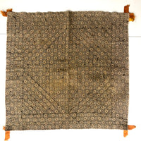 Stunning Antique Cigar Silk Quilt with Calico Fabric Back
