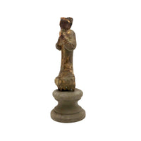 Antique Carved, Painted Wooden Chinese Figure on Base