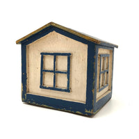 Very Sweet Blue and White Painted Folk Art House Bank