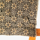 Stunning Antique Cigar Silk Quilt with Calico Fabric Back