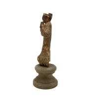Antique Carved, Painted Wooden Chinese Figure on Base