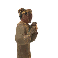 Antique Carved, Painted Wooden Chinese Figure on Base