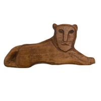 Charming Little Hand-carved Wooden Lion