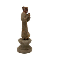 Antique Carved, Painted Wooden Chinese Figure on Base