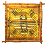 Stunning Antique Cigar Silk Quilt with Calico Fabric Back