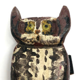 Hand-carved Owl Finger Puppet with Leather Strap