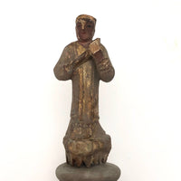 Antique Carved, Painted Wooden Chinese Figure on Base