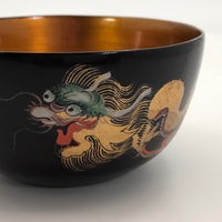 Chinese Foochow Lacquer Bowl With Goldfish and Dragon