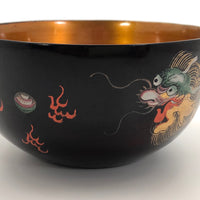 Chinese Foochow Lacquer Bowl With Goldfish and Dragon