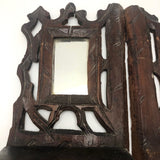 Folky Hand-carved Antique Corner Shelf with Mirrors