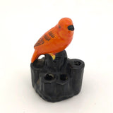 Japanese 1930s Orange Cockatoo Small Ceramic Flower Frog