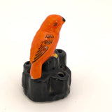 Japanese 1930s Orange Cockatoo Small Ceramic Flower Frog