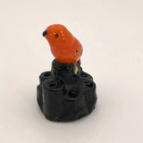 Japanese 1930s Orange Cockatoo Small Ceramic Flower Frog
