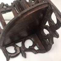 Folky Hand-carved Antique Corner Shelf with Mirrors