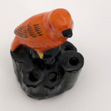 Japanese 1930s Orange Cockatoo Small Ceramic Flower Frog