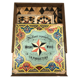 Rare 19th C. Large Mosaic Work Parquetry Set in Original Slide Top Box