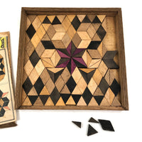 Rare 19th C. Large Mosaic Work Parquetry Set in Original Slide Top Box