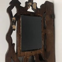 Folky Hand-carved Antique Corner Shelf with Mirrors