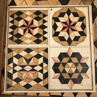 Rare 19th C. Large Mosaic Work Parquetry Set in Original Slide Top Box