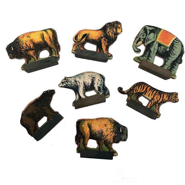 Bliss Manufacturing Co. Litho Animals on Wood Bases
