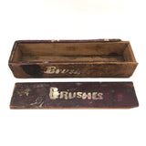 Wonderful Old Slide Top Brushes Box in Old Red Paint