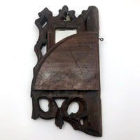 Folky Hand-carved Antique Corner Shelf with Mirrors
