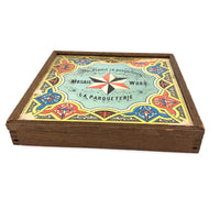 Rare 19th C. Large Mosaic Work Parquetry Set in Original Slide Top Box