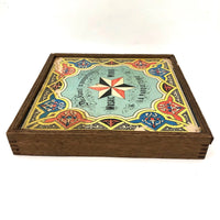 Rare 19th C. Large Mosaic Work Parquetry Set in Original Slide Top Box