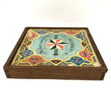 Rare 19th C. Large Mosaic Work Parquetry Set in Original Slide Top Box