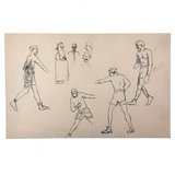Pair of Ink Sketches of Boxers (Two Pages)