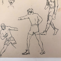 Pair of Ink Sketches of Boxers (Two Pages)