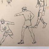 Pair of Ink Sketches of Boxers (Two Pages)