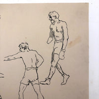 Pair of Ink Sketches of Boxers (Two Pages)