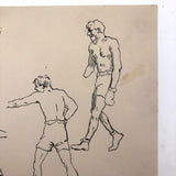 Pair of Ink Sketches of Boxers (Two Pages)