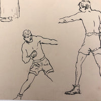 Pair of Ink Sketches of Boxers (Two Pages)
