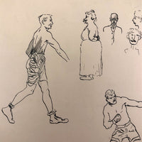 Pair of Ink Sketches of Boxers (Two Pages)
