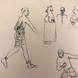 Pair of Ink Sketches of Boxers (Two Pages)