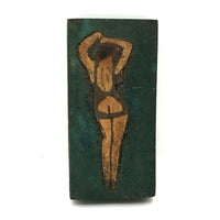 Risque Small Relief Carved Plaque of Woman from Behind
