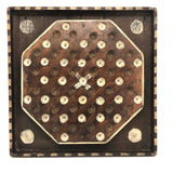 Wonderful Antique Handmade 65 Hole Marble Solitaire Gameboard with Clay Marbles
