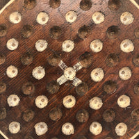 Wonderful Antique Handmade 65 Hole Marble Solitaire Gameboard with Clay Marbles