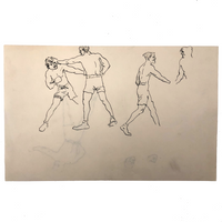 Pair of Ink Sketches of Boxers (Two Pages)