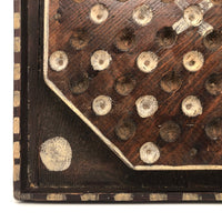 Wonderful Antique Handmade 65 Hole Marble Solitaire Gameboard with Clay Marbles